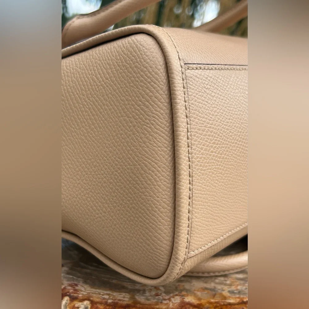 Coach Mini Bennet Sand Crossgrain Leather Satchel F33329 EUC Like New